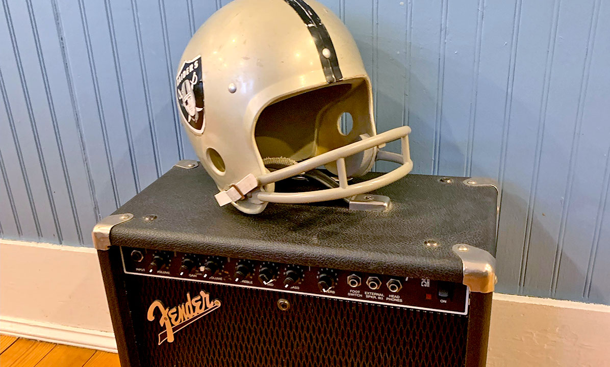 Raiders Helmet and Fender Amplifier